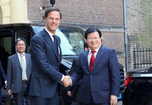 Le Vice-PM vietnamien, Trinh Dinh Dung (à droite), et le PM néerlandais, Mark Rutte. Photo: VGP.