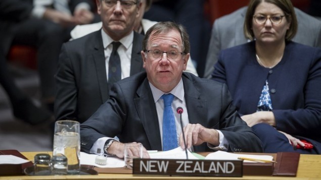 Murray McCully, ministre des AE de Nouvelle Zélande, devant le Conseil de Sécurité des Nations unies, le 16 décembre 2016. Photo: ONU.