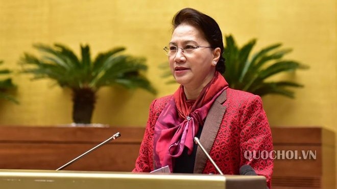 La Présidente de l'Assemblée nationale Nguyên Thi Kim Ngân s'adresse à la conférence. Photo : QH