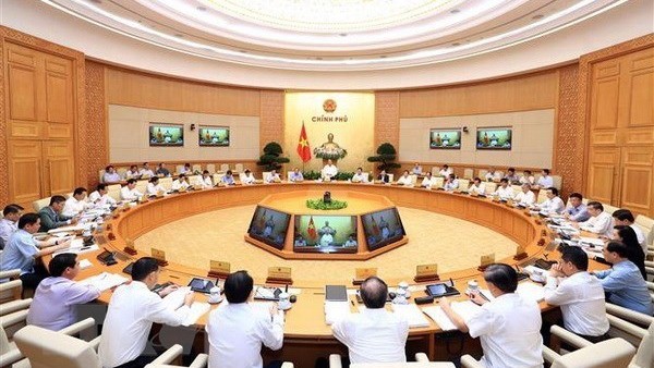 Panorama de la réunion périodique du gouvernement. Photo : VNA