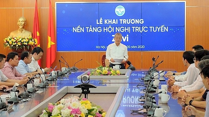 Le vice-ministre de l’Information et de la Communication, Nguyên Thành Hung, prend sa parole lors de la cérémonie de lancement. Photo : CPV.