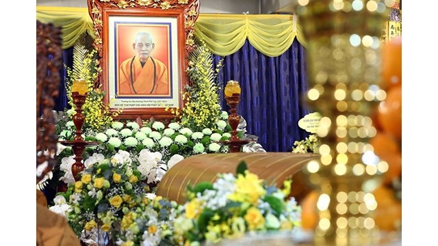  Cérémonie funéraire du vénérable Thich Phô Tuê. Photo : VNA.
