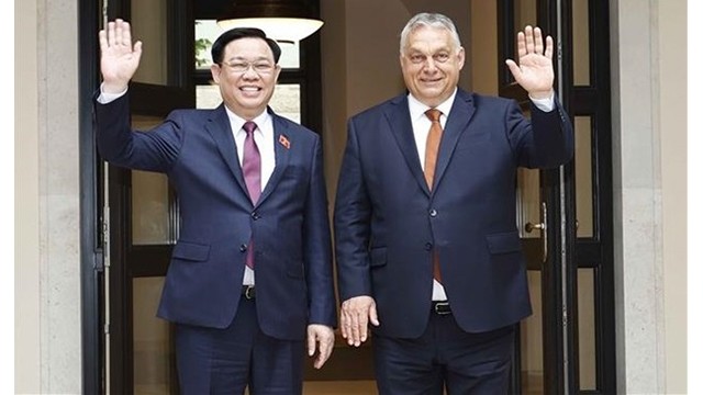 Le Président de l'Assemblée nationale (AN) vietnamienne Vuong Dinh Huê (à gauche) et le Premier ministre hongrois Viktor Orban. Photo : VNA