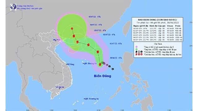 Localisation et trajectoire du typhon Chaba. Photo : VNA.