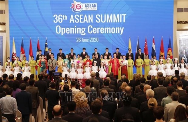 Cérémonie d’ouverture du 36e Sommet de l’ASEAN, à Hanoi, le 26 juin 2020. Photo : VNA.